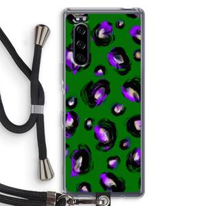 CaseCompany Green Cheetah: Sony Xperia 5 Transparant Hoesje met koord