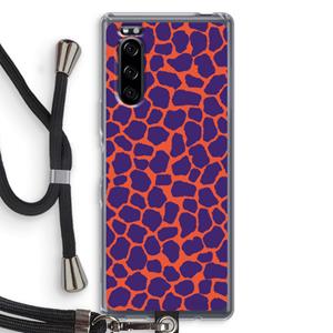 CaseCompany Purple Giraffe: Sony Xperia 5 Transparant Hoesje met koord