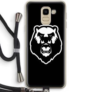 CaseCompany Angry Bear (black): Samsung Galaxy J6 (2018) Transparant Hoesje met koord