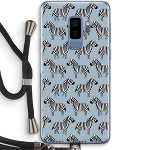 CaseCompany Zebra: Samsung Galaxy S9 Plus Transparant Hoesje met koord