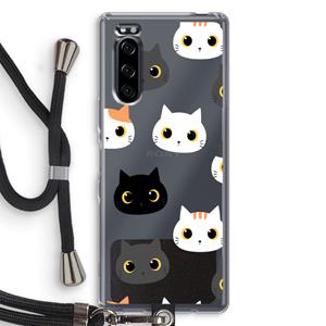 CaseCompany Katten: Sony Xperia 5 Transparant Hoesje met koord