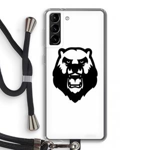 CaseCompany Angry Bear (white): Samsung Galaxy S21 Plus Transparant Hoesje met koord