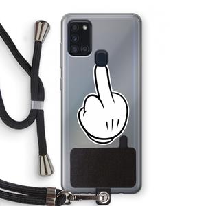 CaseCompany Middle finger black: Samsung Galaxy A21s Transparant Hoesje met koord