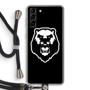 CaseCompany Angry Bear (black): Samsung Galaxy S21 Plus Transparant Hoesje met koord