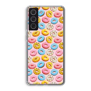 CaseCompany Pink donuts: Samsung Galaxy S21 FE Transparant Hoesje