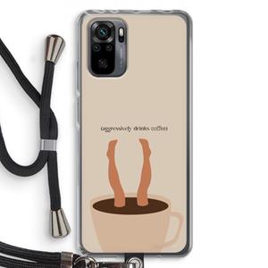 CaseCompany Aggressively drinks coffee: Xiaomi Redmi Note 10 Pro Transparant Hoesje met koord