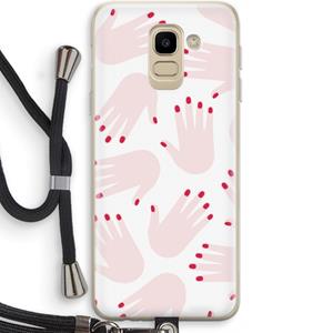 CaseCompany Hands pink: Samsung Galaxy J6 (2018) Transparant Hoesje met koord