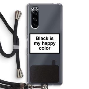 CaseCompany Black is my happy color: Sony Xperia 5 Transparant Hoesje met koord