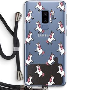 CaseCompany Eenhoorns overal: Samsung Galaxy S9 Plus Transparant Hoesje met koord