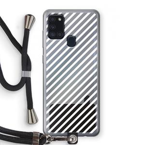 CaseCompany Strepen zwart-wit: Samsung Galaxy A21s Transparant Hoesje met koord