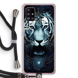 CaseCompany Darkness Tiger: Samsung Galaxy A51 5G Transparant Hoesje met koord