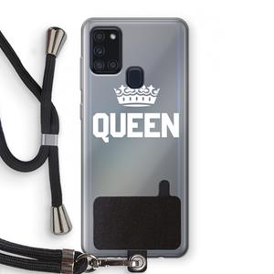 CaseCompany Queen zwart: Samsung Galaxy A21s Transparant Hoesje met koord