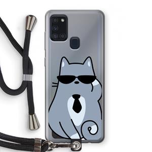 CaseCompany Cool cat: Samsung Galaxy A21s Transparant Hoesje met koord