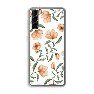 CaseCompany Peachy flowers: Samsung Galaxy S21 Plus Transparant Hoesje