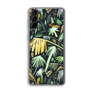 CaseCompany Tropical Palms Dark: Samsung Galaxy S21 Plus Transparant Hoesje