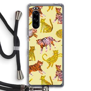 CaseCompany Cute Tigers and Leopards: Sony Xperia 5 Transparant Hoesje met koord