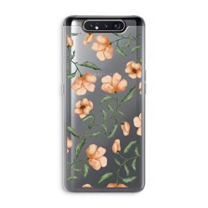 CaseCompany Peachy flowers: Samsung Galaxy A80 Transparant Hoesje