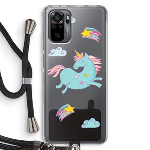 CaseCompany Vliegende eenhoorn: Xiaomi Redmi Note 10 Pro Transparant Hoesje met koord