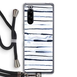 CaseCompany Ink Stripes: Sony Xperia 5 Transparant Hoesje met koord