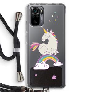 CaseCompany Regenboog eenhoorn: Xiaomi Redmi Note 10 Pro Transparant Hoesje met koord