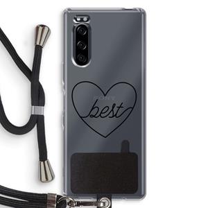 CaseCompany Best heart black: Sony Xperia 5 Transparant Hoesje met koord