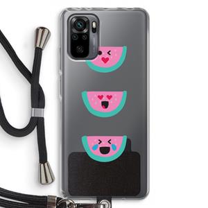 CaseCompany Smiley watermeloen: Xiaomi Redmi Note 10 Pro Transparant Hoesje met koord