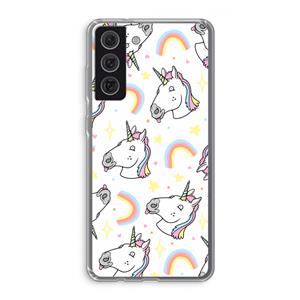 CaseCompany Rainbow Unicorn: Samsung Galaxy S21 FE Transparant Hoesje