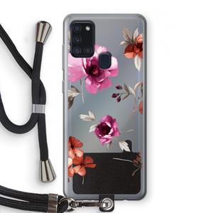 CaseCompany Geschilderde bloemen: Samsung Galaxy A21s Transparant Hoesje met koord