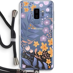 CaseCompany Flowers with blue leaves: Samsung Galaxy S9 Plus Transparant Hoesje met koord