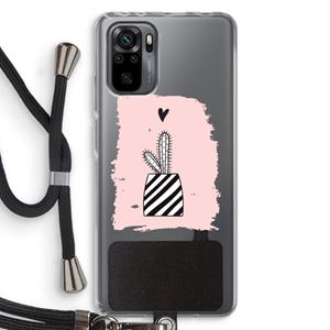 CaseCompany Zwart-wit cactus: Xiaomi Redmi Note 10 Pro Transparant Hoesje met koord