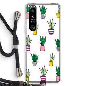 CaseCompany Sanseveria: Sony Xperia 1 III Transparant Hoesje met koord