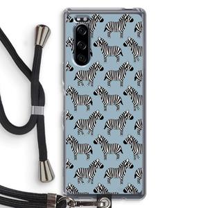 CaseCompany Zebra: Sony Xperia 5 Transparant Hoesje met koord