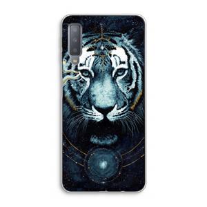 CaseCompany Darkness Tiger: Samsung Galaxy A7 (2018) Transparant Hoesje
