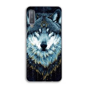 CaseCompany Darkness Wolf: Samsung Galaxy A7 (2018) Transparant Hoesje