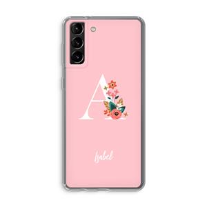CaseCompany Pink Bouquet: Samsung Galaxy S21 Plus Transparant Hoesje