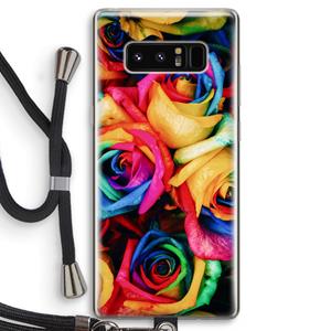 CaseCompany Neon bloemen: Samsung Galaxy Note 8 Transparant Hoesje met koord