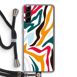 CaseCompany Colored Zebra: Samsung Galaxy S21 Plus Transparant Hoesje met koord