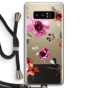 CaseCompany Geschilderde bloemen: Samsung Galaxy Note 8 Transparant Hoesje met koord