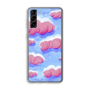 CaseCompany Roze wolken met vogels: Samsung Galaxy S21 Plus Transparant Hoesje