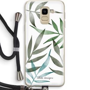 CaseCompany Tropical watercolor leaves: Samsung Galaxy J6 (2018) Transparant Hoesje met koord