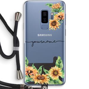 CaseCompany Zonnebloemen: Samsung Galaxy S9 Plus Transparant Hoesje met koord