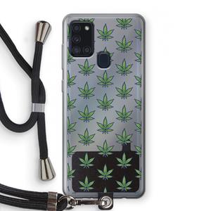 CaseCompany Weed: Samsung Galaxy A21s Transparant Hoesje met koord