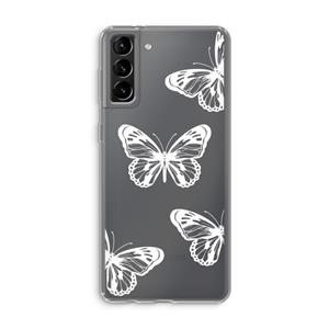 CaseCompany White butterfly: Samsung Galaxy S21 Plus Transparant Hoesje