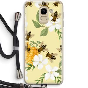 CaseCompany No flowers without bees: Samsung Galaxy J6 (2018) Transparant Hoesje met koord