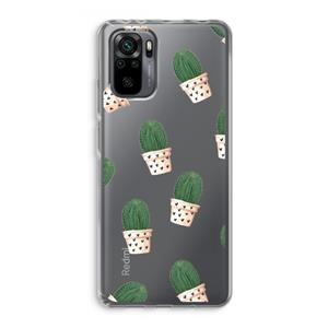 CaseCompany Cactusprint roze: Xiaomi Redmi Note 10 Pro Transparant Hoesje