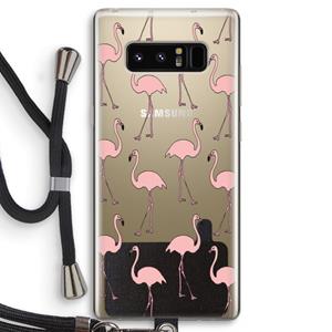 CaseCompany Anything Flamingoes: Samsung Galaxy Note 8 Transparant Hoesje met koord