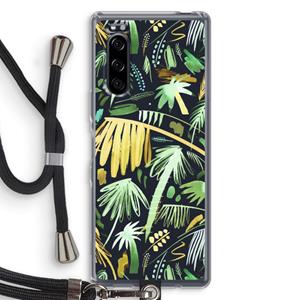 CaseCompany Tropical Palms Dark: Sony Xperia 5 Transparant Hoesje met koord
