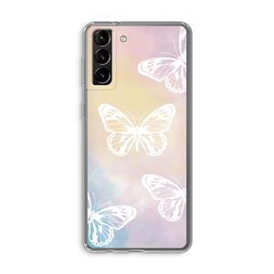 CaseCompany White butterfly: Samsung Galaxy S21 Plus Transparant Hoesje