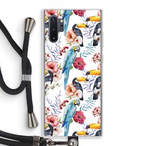 CaseCompany Bloemen tukan: Samsung Galaxy Note 10 Plus Transparant Hoesje met koord