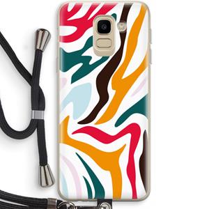 CaseCompany Colored Zebra: Samsung Galaxy J6 (2018) Transparant Hoesje met koord